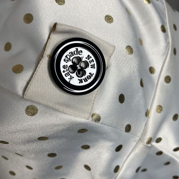 KATE SPADE Womens Blue Button-Front Ruffle-Trim Coat Medium M Lined Cotton-Blend - Picture 11 of 12